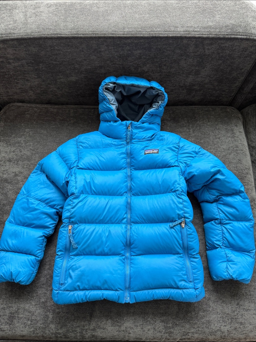 Patagonia Kids Blue Hooded Puffer Jacket